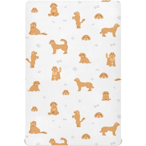 Crib Sheets for Boys Labradoodle Dog Toddler Baby Girl Sheets for Crib,Neutral Mini Crib Nursery Mattress Sheets Fitted,Crib Mattress Soft & Breathable 52 * 28 * 9In