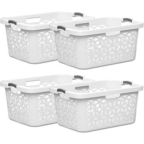 EconoHome Laundry Basket - Large 2 Bushel Laundry Basket with Handles - Stackable Plastic Hamper for Dirty Clothes - Storage Bin & Organizer for Bathroom, Bedroom - White, 70.5L Capacity – Heavy Duty