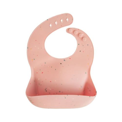 Silicone Baby Bib Powder Pink Confetti One Size