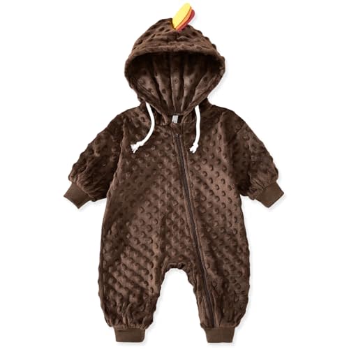 Unutiylo Unisex Baby Boys Girls Long Sleeve Infant Baby Zipper Hooded Jumpsuits Romper Loose Outfit Clothes