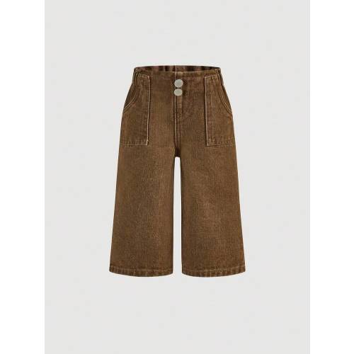 SHEIN Baby Girl Casual Washed Vintage Wide Leg Jeans | SHEIN USA