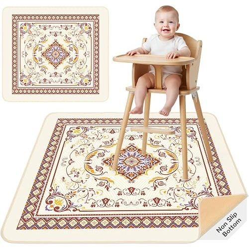 Splat Mat for Under High Chair Waterproof Non Slip Floor Mat for Baby