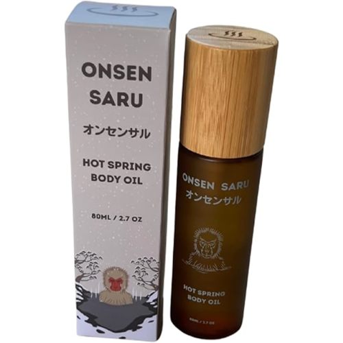 Hot Spring Body Oil - Japanese Onsen Saru - Scents of Snow, Japanese Matsu Pine, and Cedar Wood - 80 ml (8 oz)