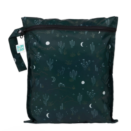 Bumkins Waterproof Storage Wet Bag for On-the-Go, Starry Cactus Print