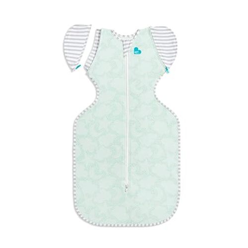 Love to Dream Transition Bag Organic 1.0 TOG, Celestial Dot Mint, Medium, 13-19 lbs., Patented Zip-Off Wings, Gently Help Baby Safely Transition from Being swaddled to arms Free Before Rolling Over