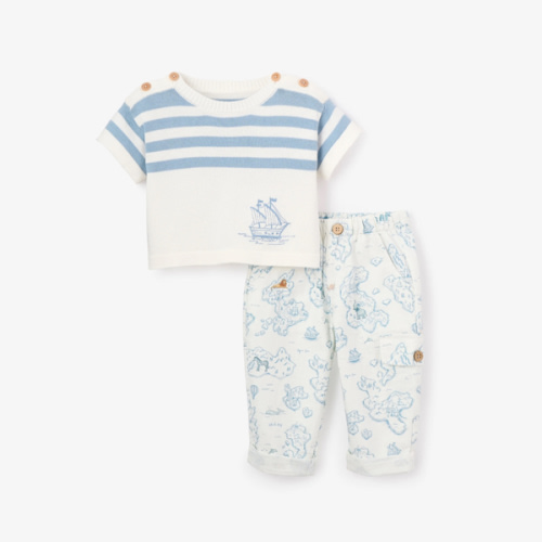 Stripe Nautical Knit Tee + Explorer Print Cargo Pants – Elegant Baby