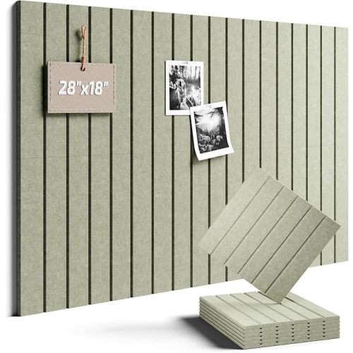 Sage 28" X 18" Felt Bulletin Board Tiles, Fine Stripe
