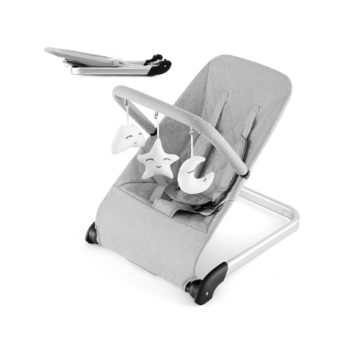 Costway Foldable Rocker Chair Portable Rocking Chair - Grey