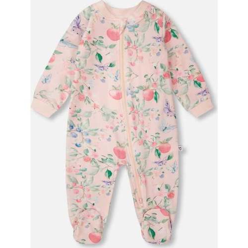 Baby Organic Cotton Jersey One-Piece Pajamas, Pink Printed Berries - Deux par Deux | Maisonette