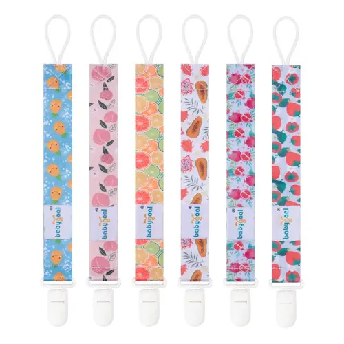 Babygoal Fruit Pacifier Clips, 6 Pack Binky Paci Holder and Leash for Boys and Girls Fits for Most Pacifier, Binkie Styles & Baby Teethers & Toys and Gift 6PB17