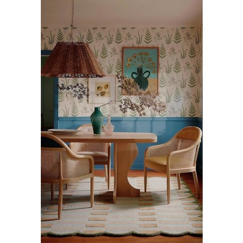 Hand-Tufted Wool Rug with Scalloped Edges, Light Blue Plaid Pattern, Cozy Soft Area Rug for Living Room, Bedroom, and Nursery, Handmade Modern Accent Rug, 5x7 Ft