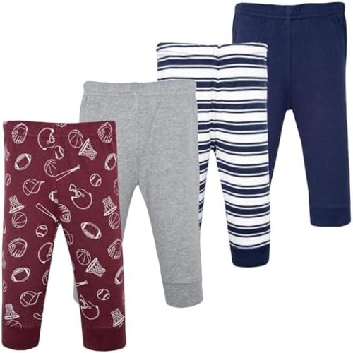 Hudson Baby Basics Unisex Baby Comfy Cotton Pants 4-Pack