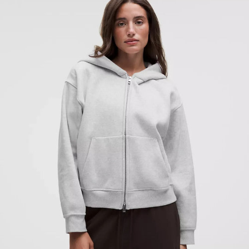 Lululemon Women's Steady State SuperLoft Full Zip Hoodie - Heathered Core Ultra Light Grey