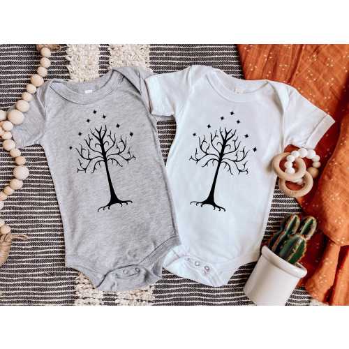Lord of The Rings Tree of Gondor Baby Bodysuit, Fantasy Baby Apparel, Baby Shower Gift