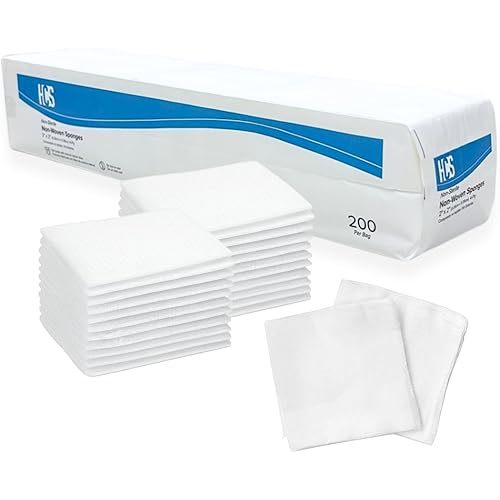 HCS Non-Woven 2x2 Gauze Pads - Non-Sterile, 4-Ply (200-Count) - Highly Absorbent, Low-Linting Squares - Gauze Sponges 2x2, Small - Medical Supplies, Wound Care, First Aid, Surgical Use, Dental, Beauty