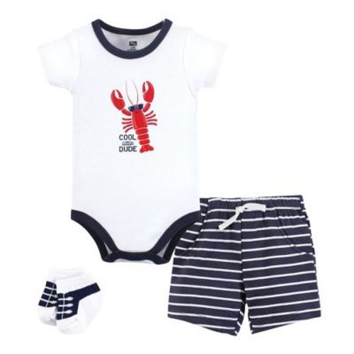 Hudson Baby Infant Boys Bodysuit, Short and Sock, Cool Dude Lobster
