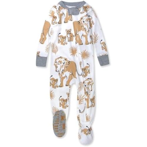 HonestBaby Non-Slip Footed Pajamas One-Piece Sleeper Zip-Front Pjs 100% Organic Cotton for Baby Boys
