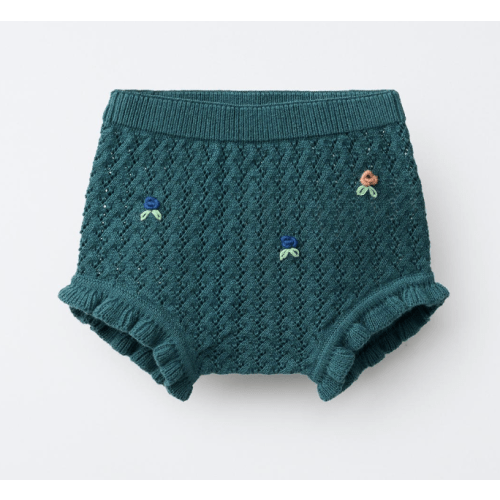 EMBROIDERED FLORAL KNIT PANTIES
