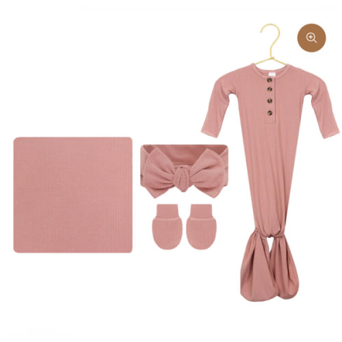 Jane Ribbed Newborn Headband Bundle (Gown)