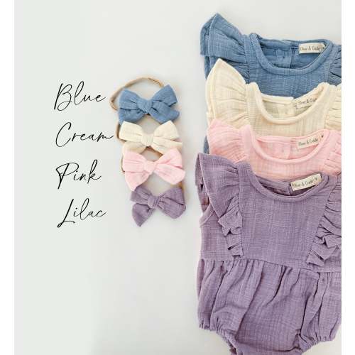 Milana Muslim Bubble Romper + Bow – Olive and Cradle