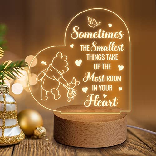 Inspirational Funny Winnie The Pooh Clear Acrylic Night Light Desk Decorative Sign, Home Bedroom Office Positive Plaque Decor Sign for Friend, Sister, Coworkers Birthday Gift