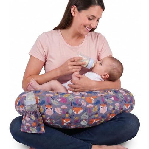 Nursing Pillow, Breastfeeding Pillow with Safety Buckle - Upgraded Design for Breastfeeding & Bottle Feeding, Large Size for Tummy Time & Sitting Support, Breathable Washable Cover