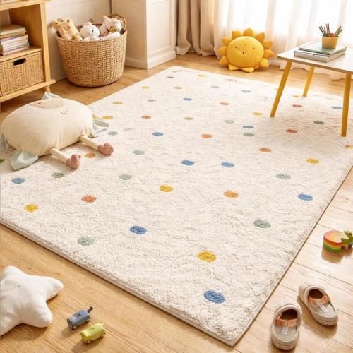 Hand Tufted Wool Polka Dot Rug, Luxury Shag Kids Room Area Rug