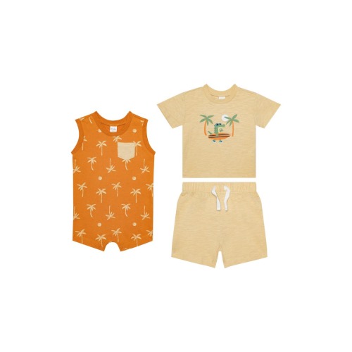 PL Baby by Petit Lem Romper, T-Shirt & Shorts Set | Nordstromrack