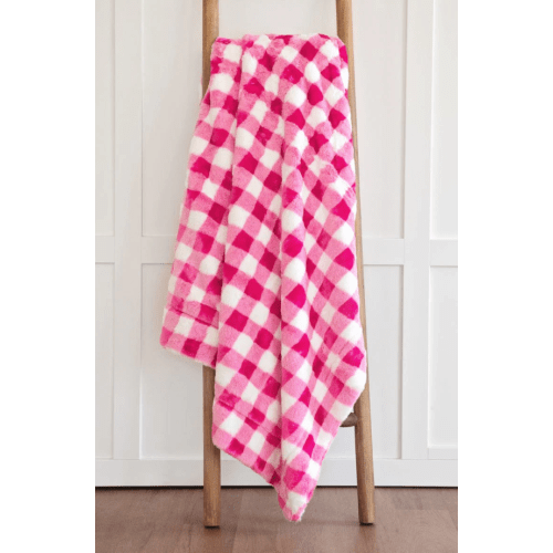 Gingham Check Hot Pink Plush Blanket | Minky Couture