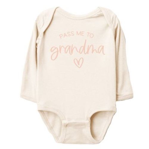 The Juniper Shop Pass Me To Grandma Long Sleeve Bodysuit - 6M - Natural