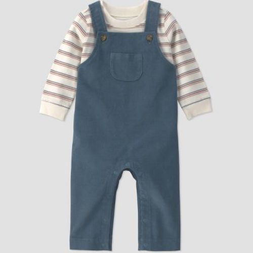 Carter's Just One You® Baby Boys' 2pc Long Sleeve Striped Bodysuit and Cord Overalls Set - Blue 12M