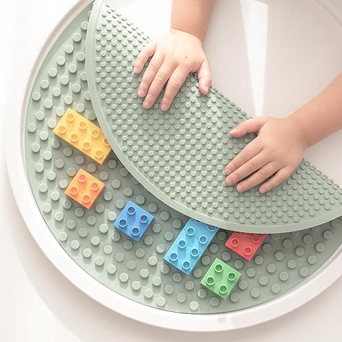 Inspire My Play - Silicone Building Blocks Baseplate - Compatible with All Major Building Block Brands - Double Sided for Large Building Blocks - Perfect Accessory for Sensory PlayTray - Green