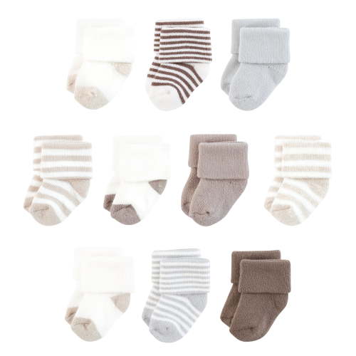Touched by Nature Baby Organic Cotton Socks, Neutral Stripes, 0-6 Months, Soft and Comfortable