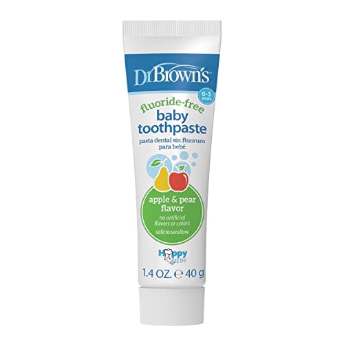 Dr. Brown's Fluoride-Free Baby Toothpaste, Safe to Swallow, Apple Pear, 1-Pack, 1.4oz/40g, 0-3 Years