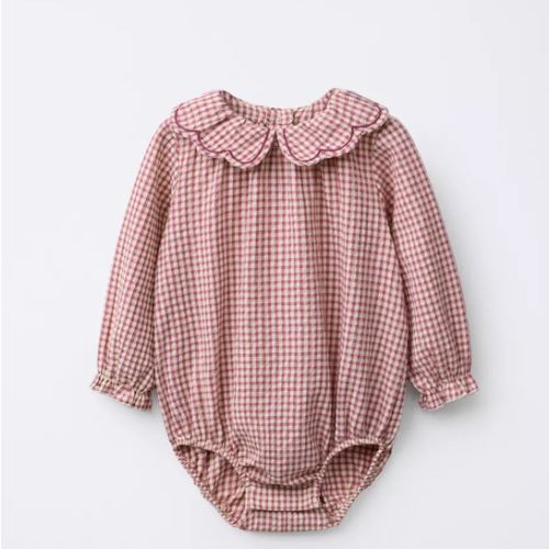 GINGHAM ROMPER - Dark pink | ZARA United States