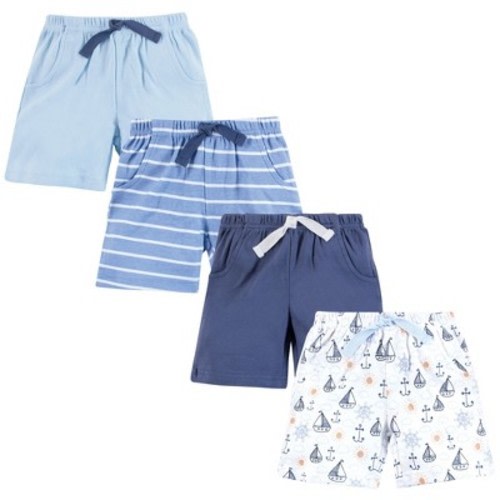 Hudson Baby Infant Boys Shorts Bottoms 4-Pack, Sunshine And Sailboats, 0-3 Months