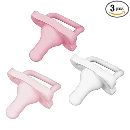 Dr. Brown's HappyPaci 100% Silicone Baby Pacifier, Contoured One-Piece Design, Light Pink/Pink/White, 0-6m, BPA-Free, 3-Pack
