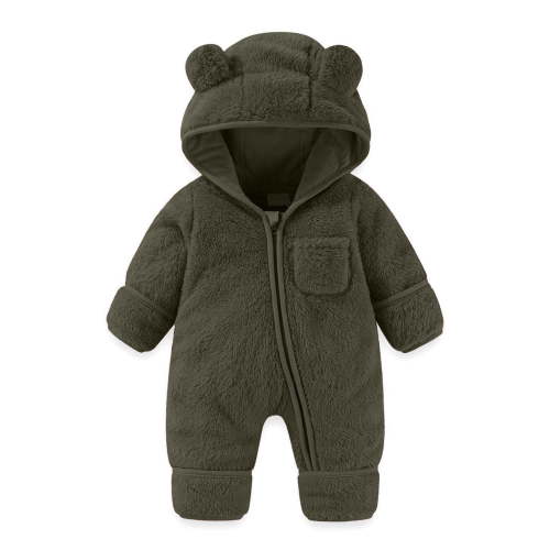 Newborn baby boy girl jacket winter clothes sweater outfit toddler puffer coat Newborn Baby Fleece Footie Snowsuit Winter Bunting Onesie Warm Hooded Romper Jumpsuit Outfits Army Green 3 Months