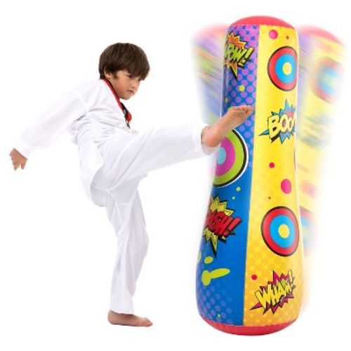 Joyfy Inflatable Bopper for Kids, 47” Kids Punching Bag with Bounce-Back Action, Double-Sided Inflatable Punching Bag for Indoor Outdoor Play (1 Pack)