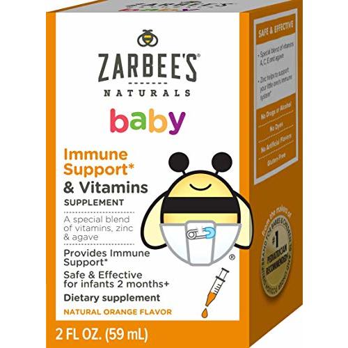 Zarbee's Naturals Baby Immune Support* & Vitamins, Natural Orange Flavor, 2 Ounce Bottle