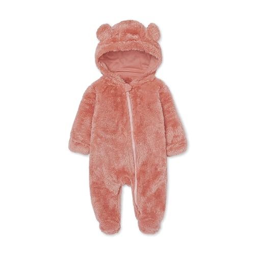 Baby Plush Long Sleeve Polar Fleece Jumpsuit With Bear Ears Baby Fleece Hooded Jumpsuit Infant Winter Outfit