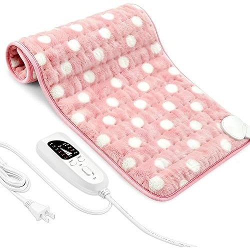 Electric Heating Pad with 6 Heat Settings, Auto Shut Off, Dry Electric Heating for Back Neck Knee Arms Legs Shoulder Heat Pads for Christmas Birthday Father Mother's Day, 24"x12"