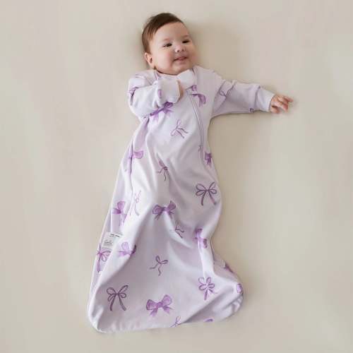 Organic Long Sleeve Sleep Sack 0.5 TOG - Lavender Bow