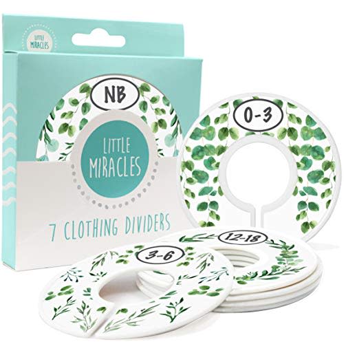 Botanical Nursery Closet Dividers - 7x Size Dividers for Baby Clothes - Eucalyptus Vines Leaf Plant Greenery Decor - Boy or Girl