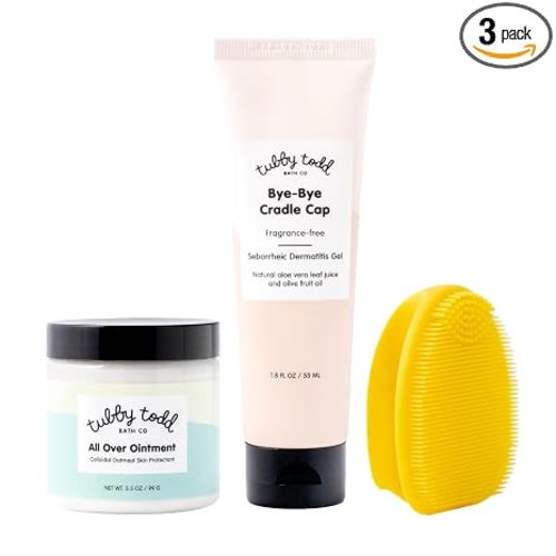 TUBBY TODD Cradle Cap Baby Hair Treatment Kit - Includes Bye-Bye Cradle Cap Gel & Cradle Cap Silicone Brush - Gentle for Babies’ Sensitive Skin - 1.8 Fl Oz