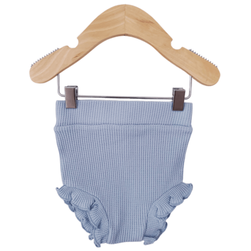 Organic Waffle Ruffle Bloomer, Baby Blue