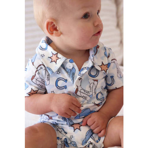 Rodeo Dreams Button Romper | Blue