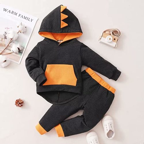 Tepuce Baby Boy Clothes Toddler Infant Boys Fall Winter Outfit Long Sleeve Hoodie Sweatshirt Tops + Pants 2Pcs - 12-18 Months - Modern - Yellow Hoodie