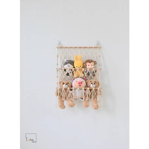 Macrame Stuffed Animal Hammock: Boho Kids Room Storage, Toy Storage, Stuffed Animal Hammock, Boho Toy Hammock, Wall Stuffed Animal