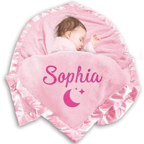Yofair Personalized Baby Blanket Flannel Fleece Baby Blanket for Boys Girls Ultra Soft Infant Toddler Newborn Receiving Blanket Gifts for Crib Stroller, 36"X36"